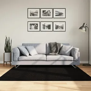 vidaXL Tapis HUARTE à poils courts doux et lavable noir 160x160 cm pas cher