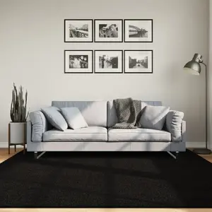 Comparateur de prix : vidaXL Tapis HUARTE à poils courts doux et lavable noir 200x200 cm