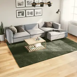 vidaXL Tapis HUARTE à poils courts doux lavable vert forêt 200x280 cm pas cher