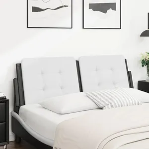 vidaXL Coussin de tête de lit noir et blanc 120 cm similicuir pas cher