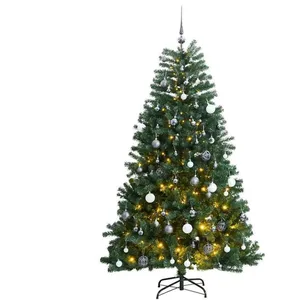vidaXL Sapin de Noël artificiel articulé 300 LED et boules 210 cm