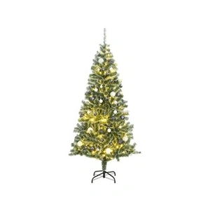 vidaXL Sapin de Noël artificiel 300 LED&boules&neige floquée 180 cm pas cher