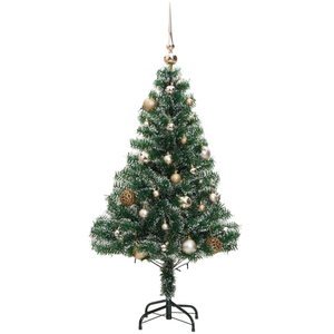 vidaXL Sapin de Noël artificiel 150 LED&boules&neige floquée 120 cm pas cher