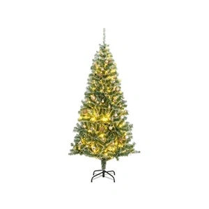 VIDAXL Sapin de Noël Artificiel 300 LED&Boules&Neige Floquée, Arbre de Noël avec Lumières, Décoration de Fête Vacance Intérieur Extérieur, 210 cm pas cher