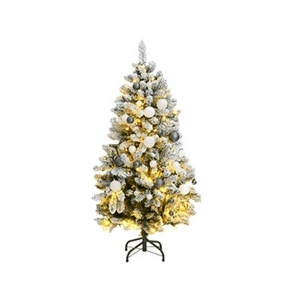 Vidaxl - Sapin de Noël artificiel articulé 150 led et boules 120 cm Blanc pas cher