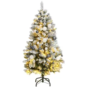 Comparateur de prix : vidaXL Sapin de Noël artificiel articulé 150 LED et boules 150 cm