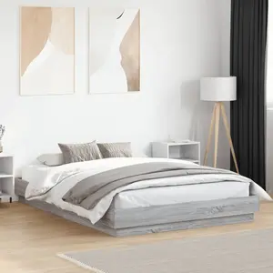 vidaXL Cadre de lit avec lumières LED sonoma gris 160x200 cm pas cher