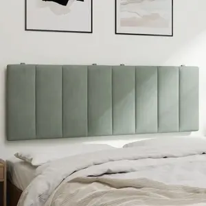 vidaXL Coussin de tête de lit gris clair 140 cm velours pas cher