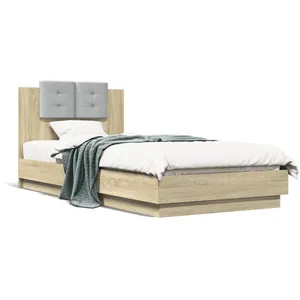 vidaXL Cadre de lit avec tête de lit chêne sonoma 100x200 cm pas cher