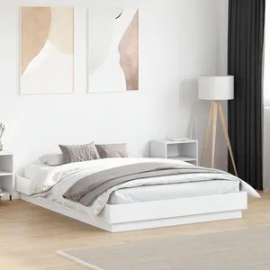 Cadre de lit Blanc 140x190 cm bois d'ingénierie Vidaxl Blanc pas cher