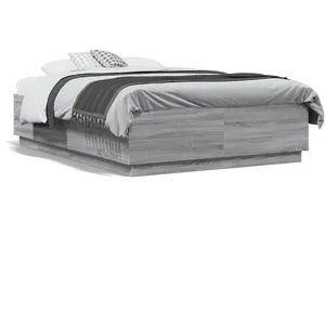 vidaXL Cadre de lit avec lumières LED sonoma gris 120x190 cm