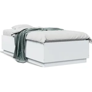 Cadre de lit avec lumières led blanc 90x190cm bois d'ingénierie Vidaxl White pas cher