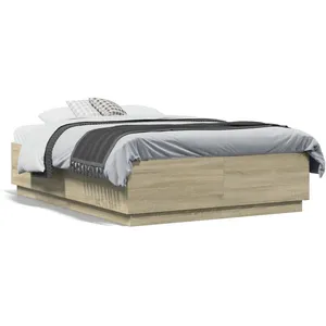 vidaXL Cadre de lit avec lumières LED chêne sonoma 120x190 cm pas cher