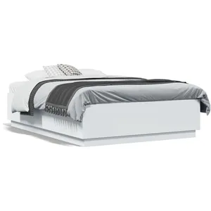 vidaXL Vidaxl Cadre De Lit Avec Led Sans Matelas Blanc 135x190 Cm pas cher