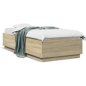 vidaXL Cadre de lit avec lumières LED chêne sonoma 100x200 cm pas cher