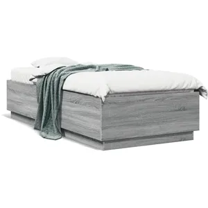 vidaXL Cadre de lit avec lumières LED sonoma gris 100x200 cm pas cher