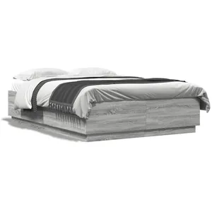 Cadre de lit sonoma gris 160x200 cm bois d'ingénierie Vidaxl Grey sonoma pas cher