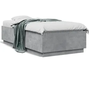 VidaXL Bedframe met LED-verlichting bewerkt hout betongrijs 75x190 cm3209670 pas cher