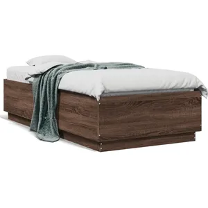 vidaXL Cadre de lit avec lumières LED chêne marron 90x190 cm pas cher