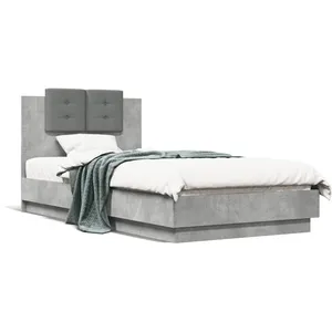 Cadre de lit tête de lit gris béton 75x190 cm bois ingénierie Vidaxl Gris pas cher