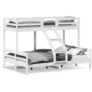vidaXL Lit superposé 90x200/140x200 cm blanc bois de pin massif pas cher