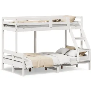 vidaXL Lit superposé 80x200/120x200 cm blanc bois de pin massif pas cher