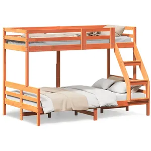 vidaXL Lit superposé 80x200/120x200 cm cire marron bois de pin massif