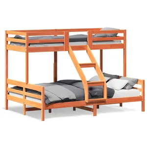 vidaXL Lit superposé 80x200/140x200 cm cire marron bois de pin massif pas cher