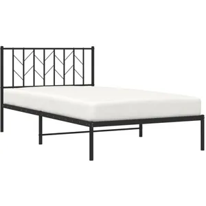 vidaXL Cadre de lit métal avec tête de lit noir 107x203 cm pas cher