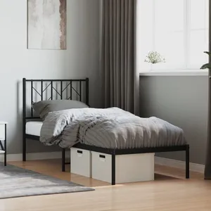 Vidaxl cadre de lit métal sans matelas avec tête de lit noir 75x190 cm pas cher