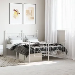 Comparateur de prix : vidaXL Cadre de lit métal avec tête de lit/pied de lit blanc 140x190cm