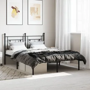 vidaXL Cadre de lit métal avec tête de lit noir 140x190 cm