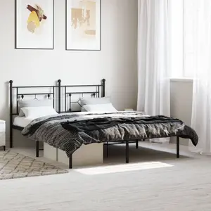 vidaXL Cadre de lit métal avec tête de lit noir 160x200 cm pas cher