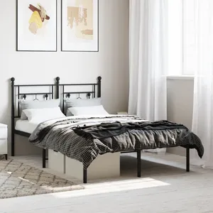 vidaXL Cadre de lit métal avec tête de lit noir 120x200 cm pas cher