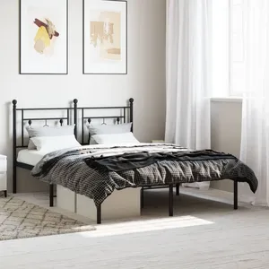 Vidaxl cadre de lit métal sans matelas avec tête de lit noir 135x190cm pas cher