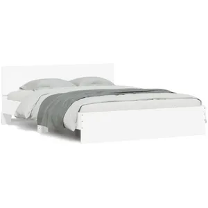 vidaXL Cadre de lit avec tête de lit et LED blanc 150x200 cm pas cher