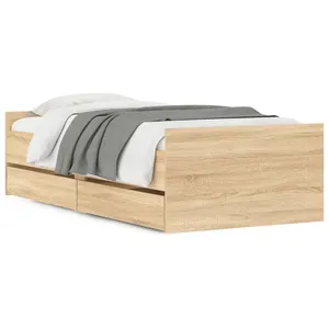 vidaXL Cadre de lit avec tiroirs sans matelas chêne sonoma 90x200 cm pas cher