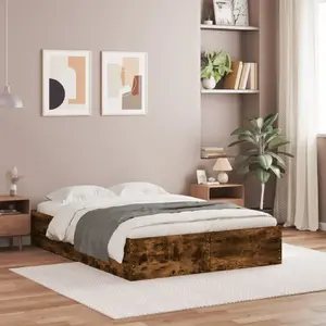 VIDAXL Bedframe met lades bewerkt hout gerookt eikenkleurig 120x190 cm3207319 pas cher