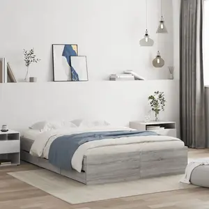 vidaXL Cadre de lit avec tiroirs sans matelas sonoma gris 120x190 cm pas cher