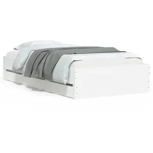 Cadre de lit avec tiroirs blanc 90x190 cm bois d'ingénierie Vidaxl White pas cher
