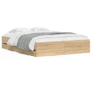 vidaXL Cadre de lit et tiroirs chêne sonoma 140x190 cm bois ingénierie
