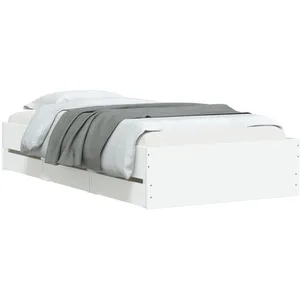 Cadre de lit avec tiroirs blanc 75x190 cm bois d'ingénierie Vidaxl White pas cher