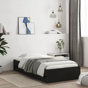 Vidaxl - Cadre de lit avec tiroirs noir 75x190 cm bois d'ingénierie Black pas cher