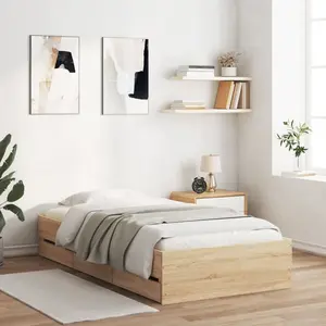 Vidaxl cadre de lit avec tiroirs sans matelas chêne sonoma 75x190 cm pas cher