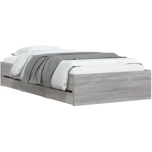 VidaXL Bedframe met lades bewerkt hout grijs sonoma eiken 100x200 cm3207292 pas cher