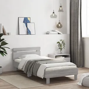 vidaXL Cadre de lit tête de lit et lumières LED sonoma gris 100x200 cm pas cher