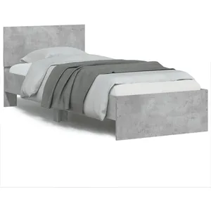 Vidaxl cadre de lit sans matelas avec tête de lit gris béton 75x190 cm pas cher