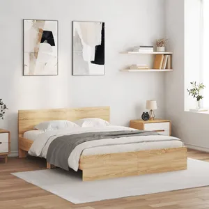 vidaXL Cadre de lit avec tête de lit chêne sonoma 150x200 cm pas cher