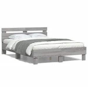 Cadre de lit avec tête de lit sonoma gris 135x190 cm Vidaxl Grey sonoma pas cher