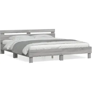 vidaXL Cadre de lit avec tête de lit sonoma gris 160x200 cm pas cher
